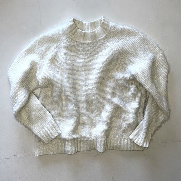 Lou & Grey white cream super soft Ribbed Knit chunky mock neck sweater XL - Picture 1 of 10